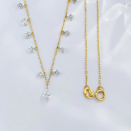 0.32 ct Adjustable Pear-Cut Lab-Grown Diamond Necklace in 18K Yellow Gold