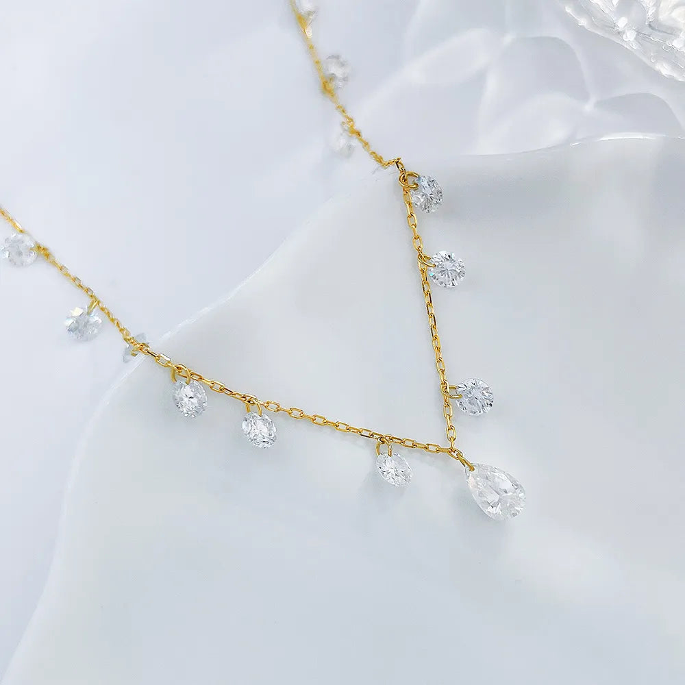 0.32 ct Adjustable Pear-Cut Lab-Grown Diamond Necklace in 18K Yellow Gold