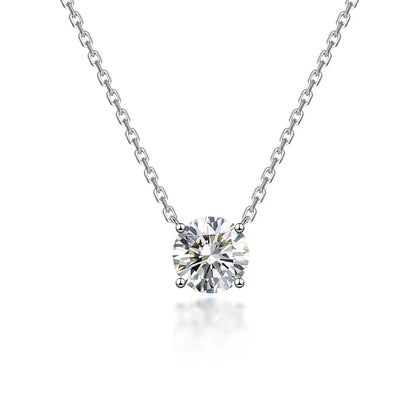 1.12 ct Minimalist Four-Prong Round-Cut Lab-Grown Diamond Necklace in 18K White Gold – APYN0155-W