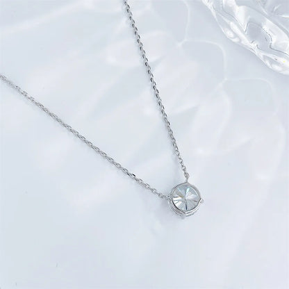 1.12 ct Minimalist Four-Prong Round-Cut Lab-Grown Diamond Necklace in 18K White Gold – APYN0155-W