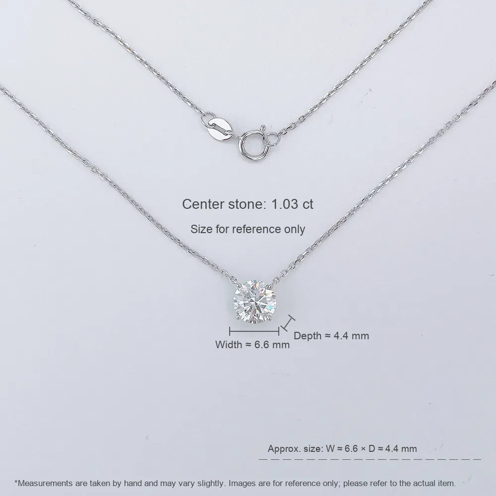 1.12 ct Minimalist Four-Prong Round-Cut Lab-Grown Diamond Necklace in 18K White Gold – APYN0155-W