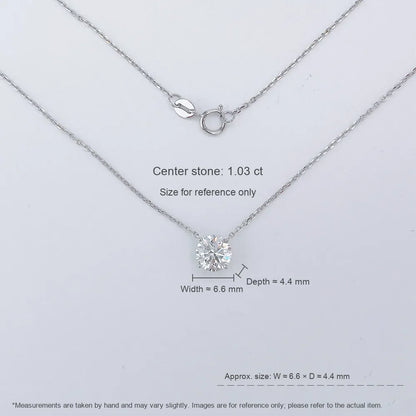 1.12 ct Minimalist Four-Prong Round-Cut Lab-Grown Diamond Necklace in 18K White Gold – APYN0155-W