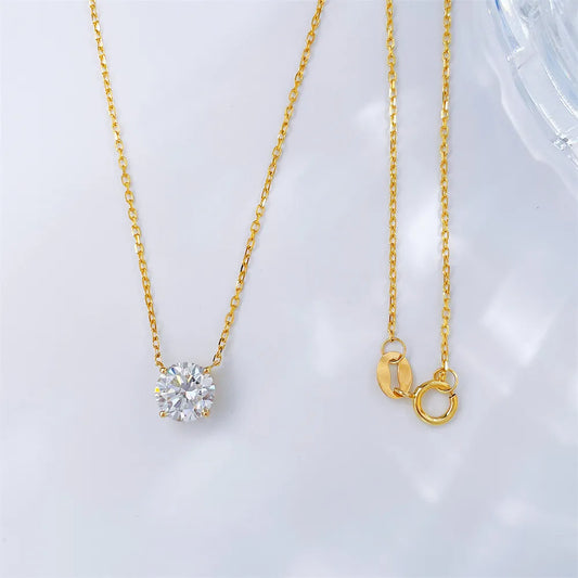 1.03 ct Minimalist Adjustable Round-Cut Lab-Grown Diamond Necklace in 18K Yellow Gold – APYN0155-Y