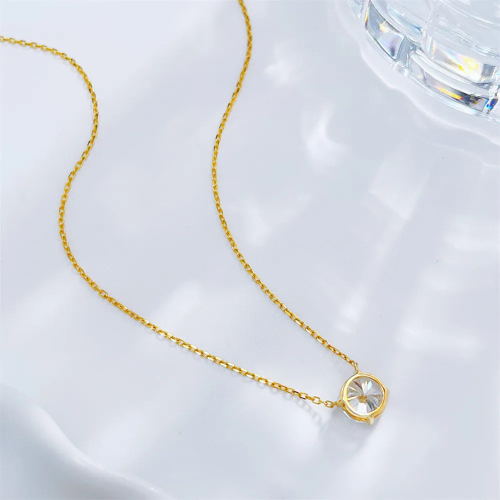 1.03 ct Minimalist Adjustable Round-Cut Lab-Grown Diamond Necklace in 18K Yellow Gold – APYN0155-Y