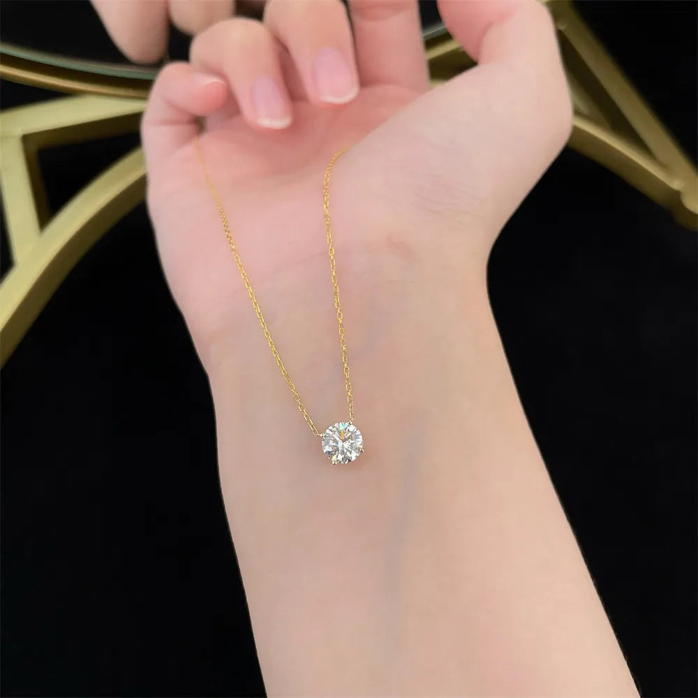1.03 ct Minimalist Adjustable Round-Cut Lab-Grown Diamond Necklace in 18K Yellow Gold – APYN0155-Y