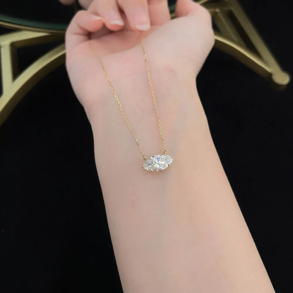 2.03 ct Celestial Four-Prong Marquise-Cut Lab-Grown Diamond Necklace in 18K Yellow Gold