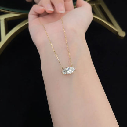 2.03 ct Celestial Four-Prong Marquise-Cut Lab-Grown Diamond Necklace in 18K Yellow Gold