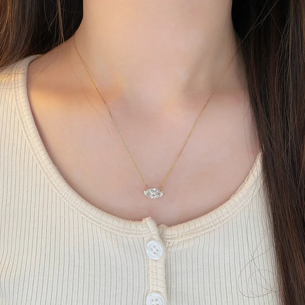 2.03 ct Celestial Four-Prong Marquise-Cut Lab-Grown Diamond Necklace in 18K Yellow Gold