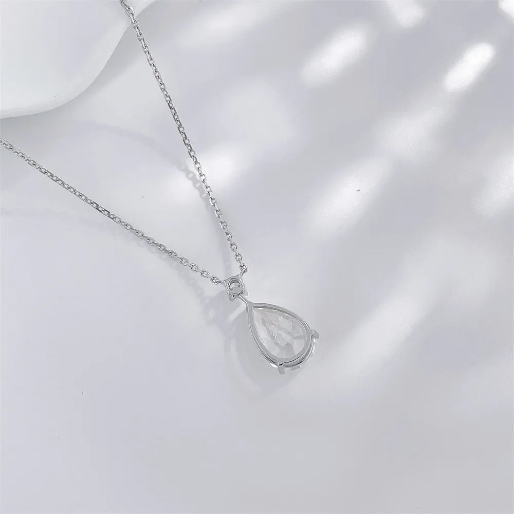 3.02 ct Minimalist Three-Prong Pear-Cut Lab-Grown Diamond Necklace in 18K White Gold