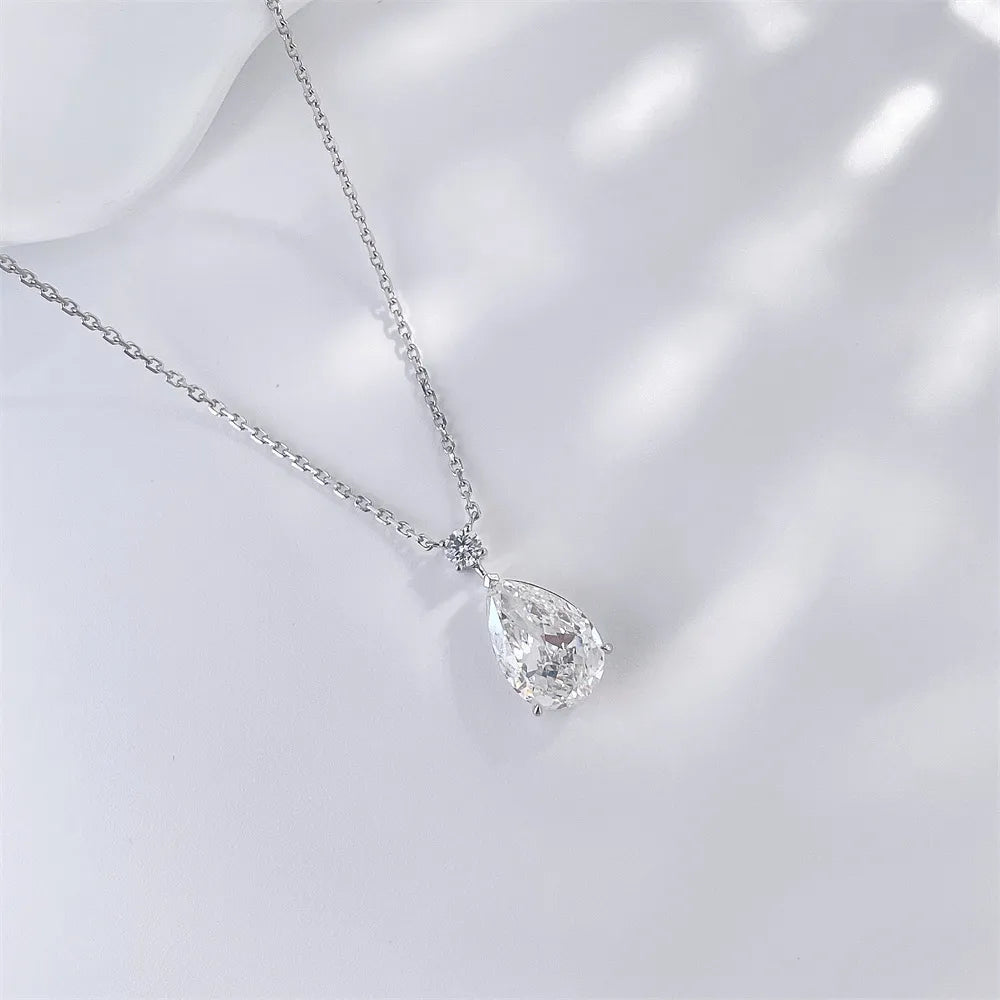 3.02 ct Minimalist Three-Prong Pear-Cut Lab-Grown Diamond Necklace in 18K White Gold