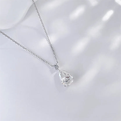 3.02 ct Minimalist Three-Prong Pear-Cut Lab-Grown Diamond Necklace in 18K White Gold