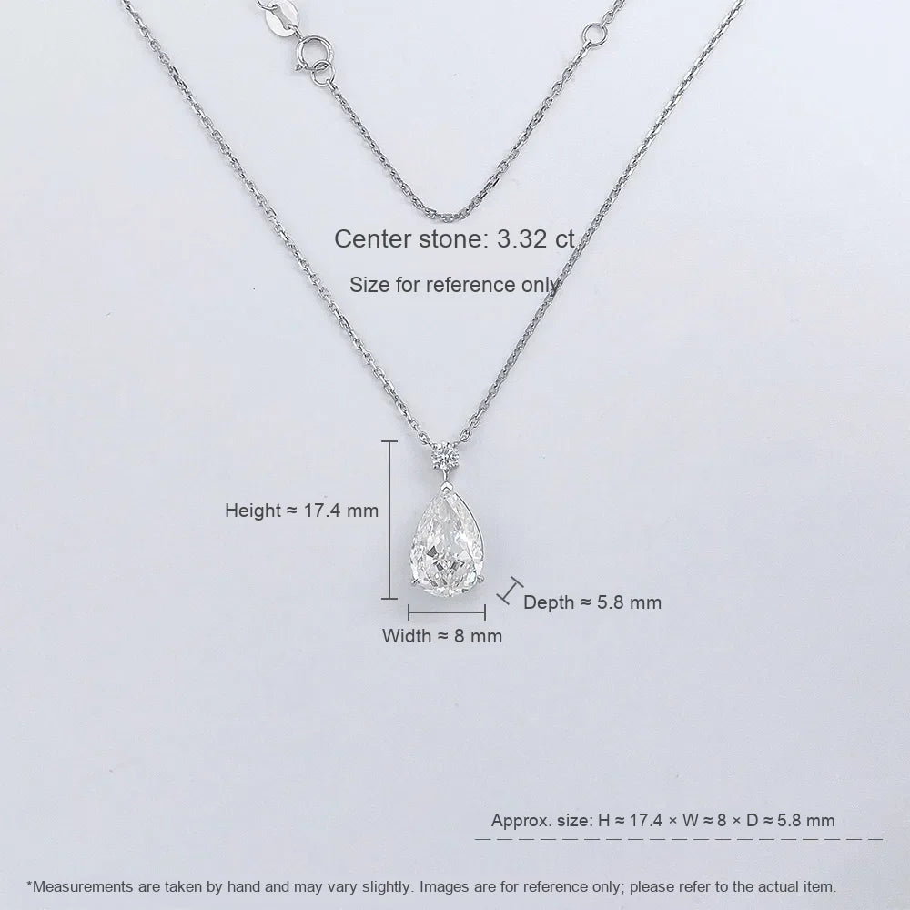 3.02 ct Minimalist Three-Prong Pear-Cut Lab-Grown Diamond Necklace in 18K White Gold