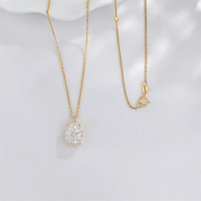 3.1 ct Minimalist Four-Prong Oval-Cut Lab-Grown Diamond Necklace in 18K Yellow Gold – APYN0158-Y