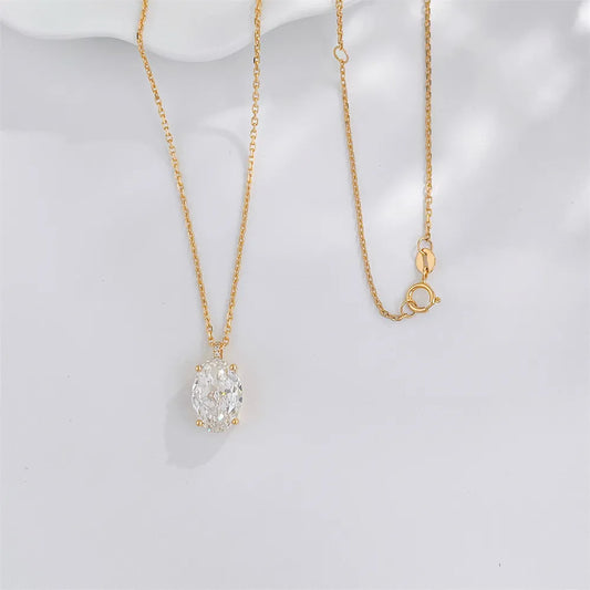 3.1 ct Minimalist Four-Prong Oval-Cut Lab-Grown Diamond Necklace in 18K Yellow Gold – APYN0158-Y