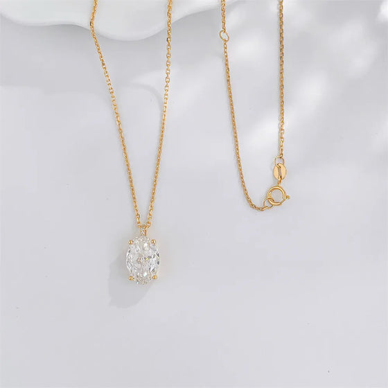 3.1 ct Minimalist Four-Prong Oval-Cut Lab-Grown Diamond Necklace in 18K Yellow Gold