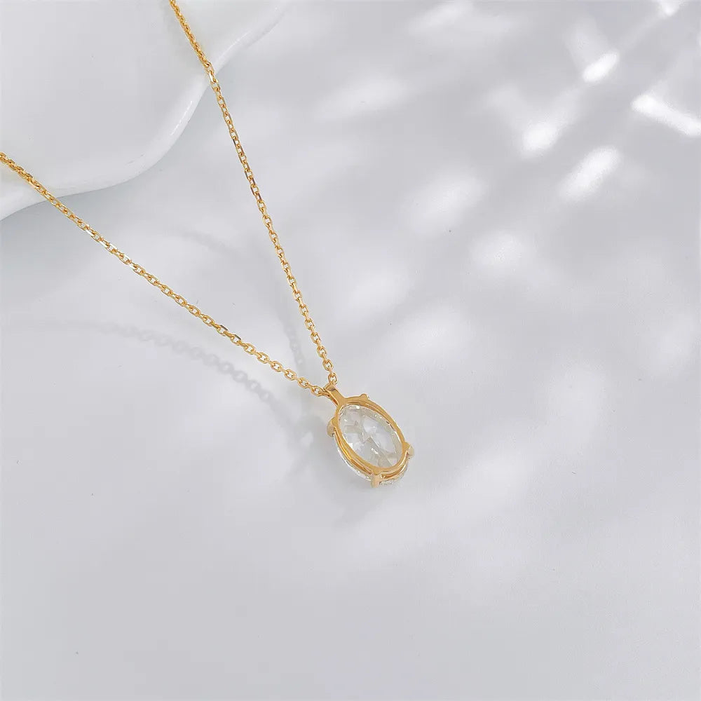 3.1 ct Minimalist Four-Prong Oval-Cut Lab-Grown Diamond Necklace in 18K Yellow Gold – APYN0158-Y
