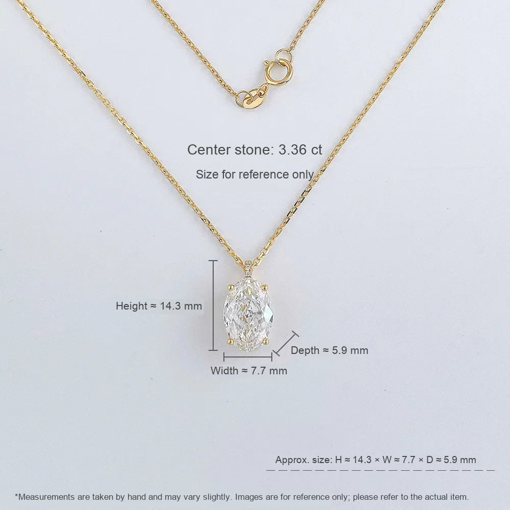 3.1 ct Minimalist Four-Prong Oval-Cut Lab-Grown Diamond Necklace in 18K Yellow Gold – APYN0158-Y