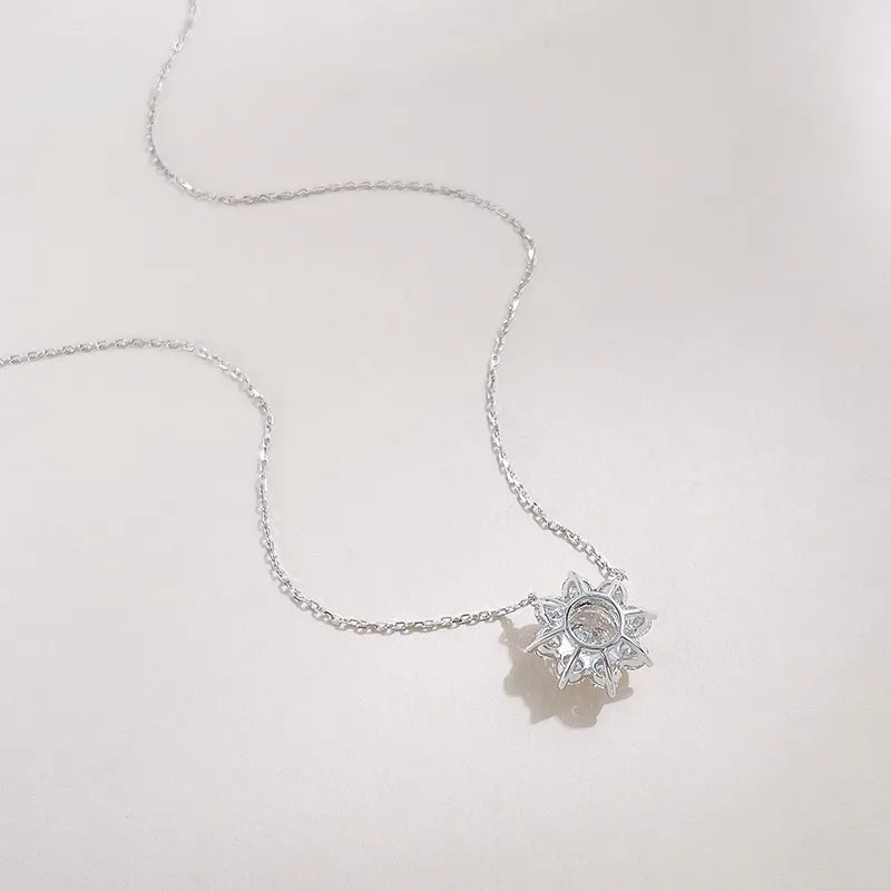 0.53 ct Floral Pavé Round-Cut Lab-Grown Diamond Necklace in 18K White Gold – APYN0160-W