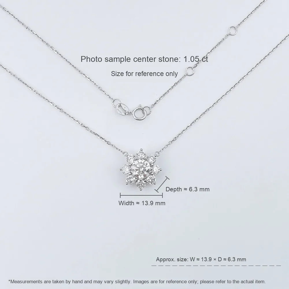 0.53 ct Floral Pavé Round-Cut Lab-Grown Diamond Necklace in 18K White Gold – APYN0160-W