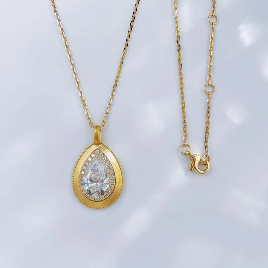 2.01 ct Statement Pear-Cut Lab-Grown Diamond Necklace in 18K Yellow Gold