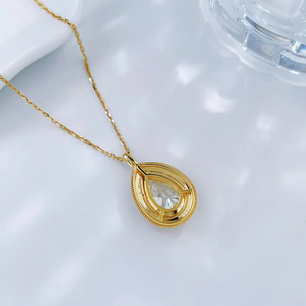 2.01 ct Statement Pear-Cut Lab-Grown Diamond Necklace in 18K Yellow Gold