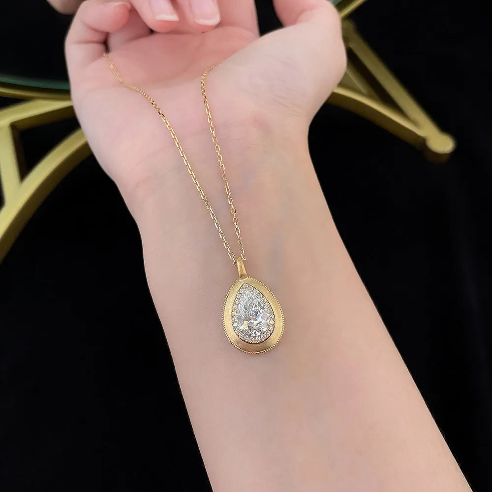 2.01 ct Statement Pear-Cut Lab-Grown Diamond Necklace in 18K Yellow Gold