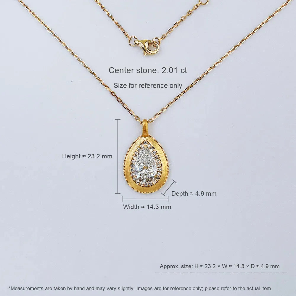 2.01 ct Statement Pear-Cut Lab-Grown Diamond Necklace in 18K Yellow Gold