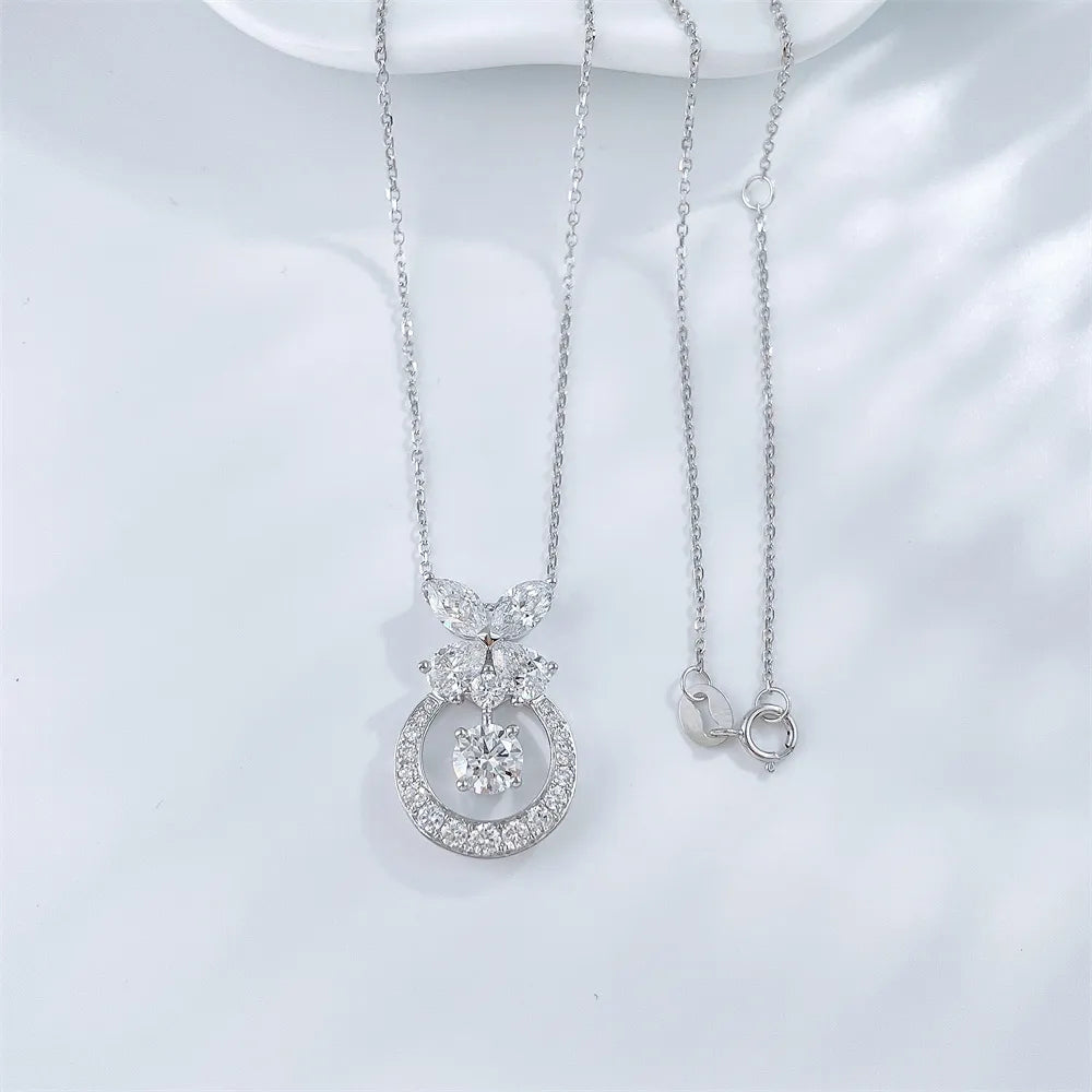 0.55 ct Butterfly Adjustable Round-Cut Lab-Grown Diamond Necklace in 18K White Gold – APYN0169-W
