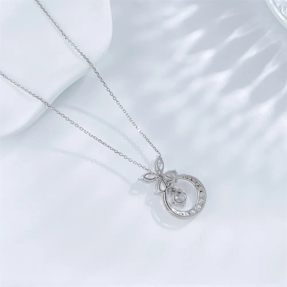 0.55 ct Butterfly Adjustable Round-Cut Lab-Grown Diamond Necklace in 18K White Gold – APYN0169-W