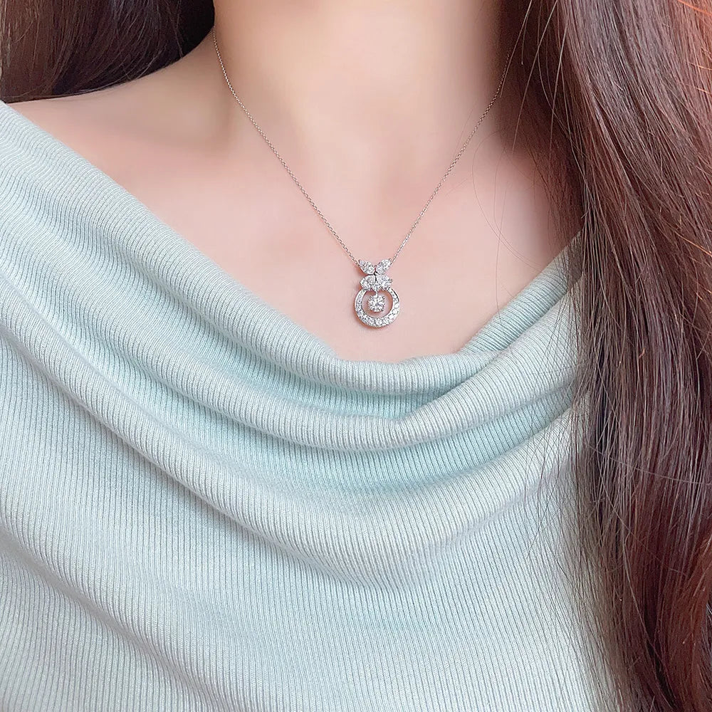 0.55 ct Butterfly Adjustable Round-Cut Lab-Grown Diamond Necklace in 18K White Gold – APYN0169-W