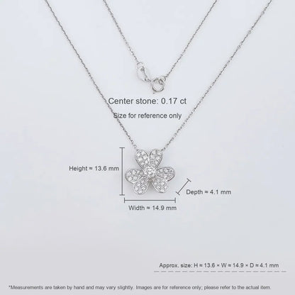 0.17 ct Four-Leaf Clover Round-Cut Lab-Grown Diamond Necklace in 18K White Gold – APYN0177-W