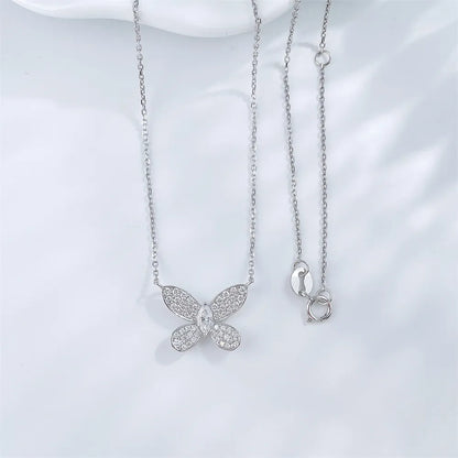 0.12 ct Butterfly Adjustable Mixed-Cut Lab-Grown Diamond Necklace in 18K White Gold – APYN0178-W