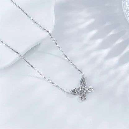 0.12 ct Butterfly Adjustable Mixed-Cut Lab-Grown Diamond Necklace in 18K White Gold – APYN0178-W