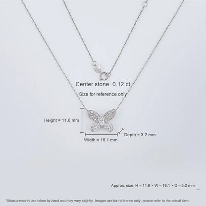 0.12 ct Butterfly Adjustable Mixed-Cut Lab-Grown Diamond Necklace in 18K White Gold – APYN0178-W