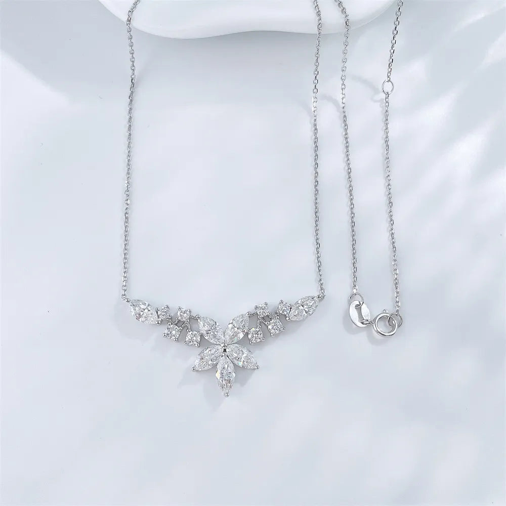 2.62 ctw Floral Adjustable Marquise-Cut Lab-Grown Diamond Necklace in 18K White Gold