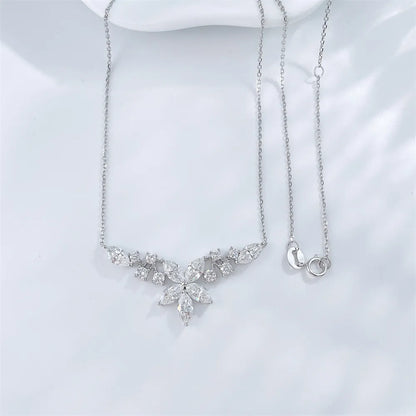 2.62 ctw Floral Adjustable Marquise-Cut Lab-Grown Diamond Necklace in 18K White Gold