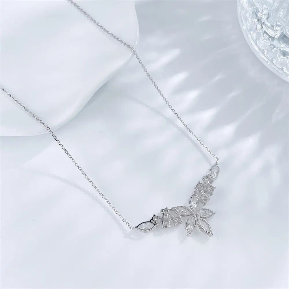 2.62 ctw Floral Adjustable Marquise-Cut Lab-Grown Diamond Necklace in 18K White Gold