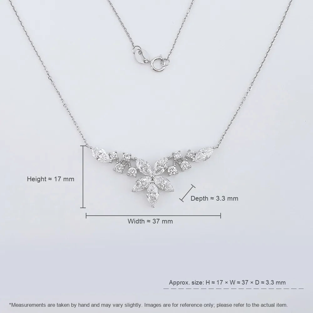 2.62 ctw Floral Adjustable Marquise-Cut Lab-Grown Diamond Necklace in 18K White Gold