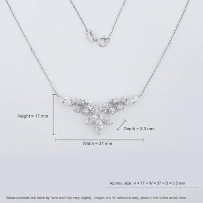 2.62 ctw Floral Adjustable Marquise-Cut Lab-Grown Diamond Necklace in 18K White Gold