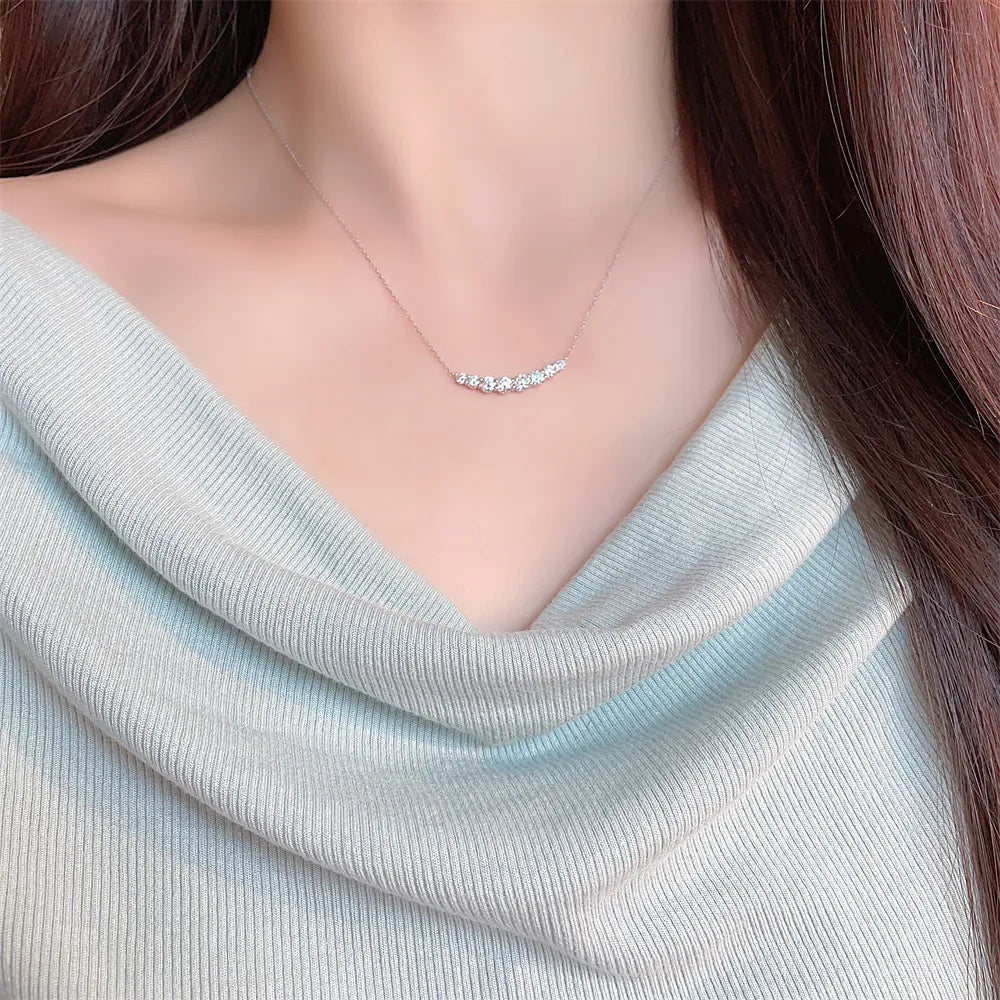 1.12 ctw Celestial Adjustable Round-Cut Lab-Grown Diamond Necklace in 18K White Gold – APYN0180-W