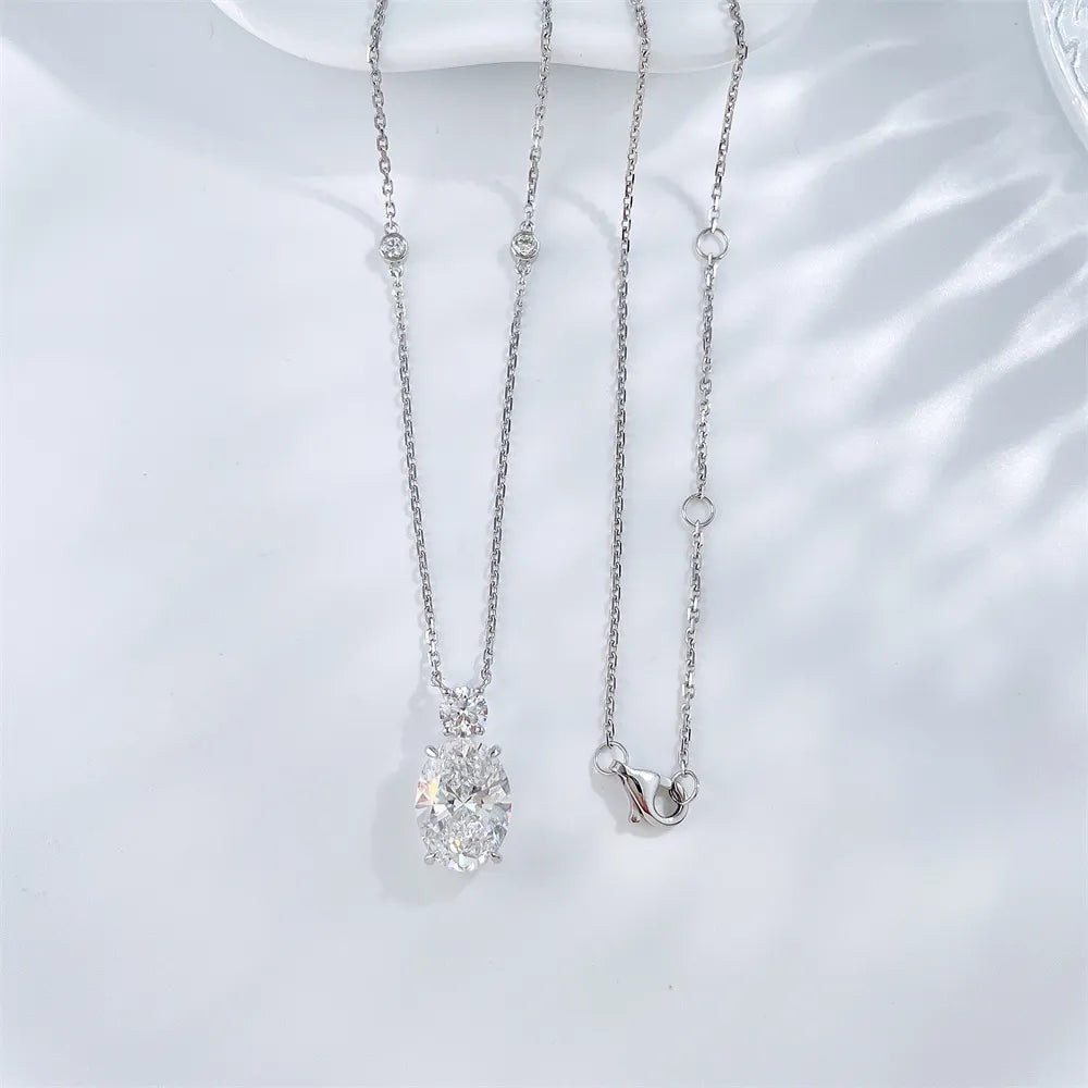 3.1 ct Minimalist Adjustable Round-Cut Lab-Grown Diamond Necklace in 18K White Gold