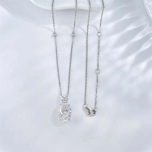 3.1 ct Minimalist Adjustable Round-Cut Lab-Grown Diamond Necklace in 18K White Gold