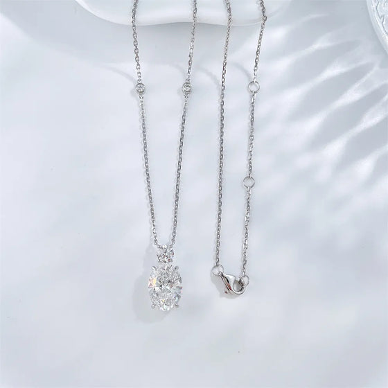 3.1 ct Minimalist Adjustable Round-Cut Lab-Grown Diamond Necklace in 18K White Gold
