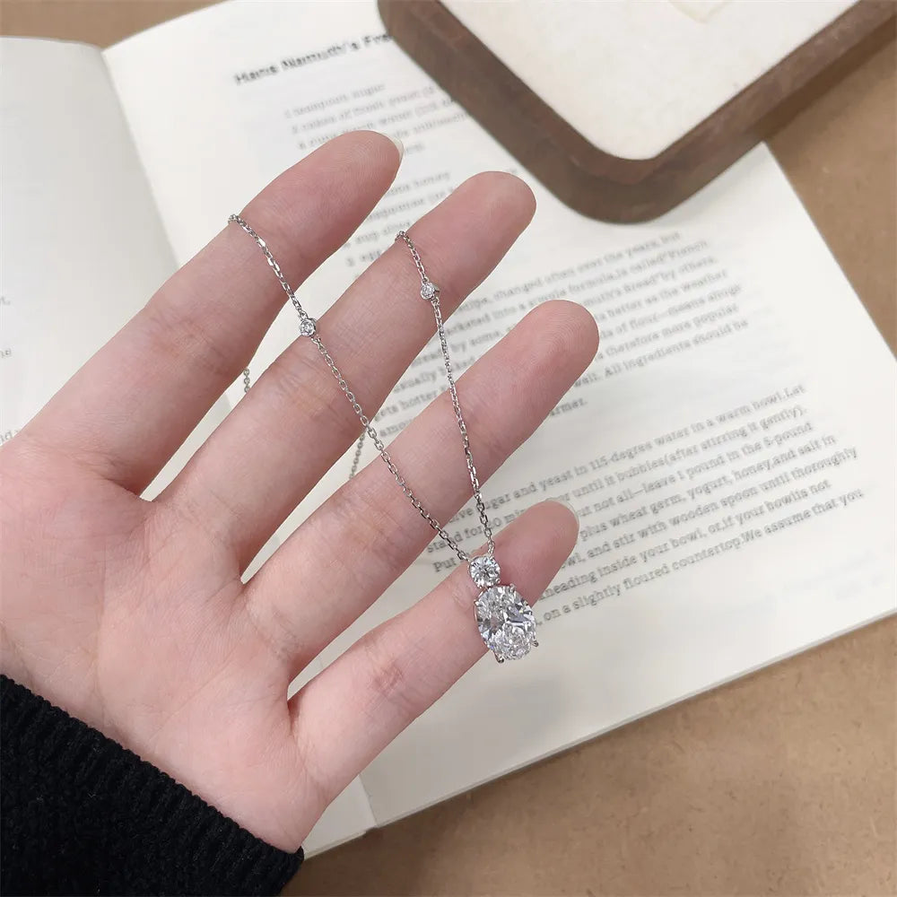 3.1 ct Minimalist Adjustable Round-Cut Lab-Grown Diamond Necklace in 18K White Gold