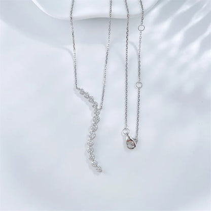 0.93 ctw Adjustable Round-Cut Lab-Grown Diamond Necklace in 18K White Gold