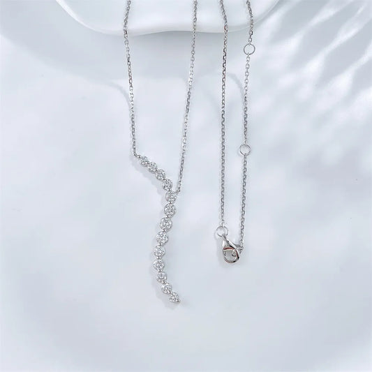 0.93 ctw Adjustable Round-Cut Lab-Grown Diamond Necklace in 18K White Gold