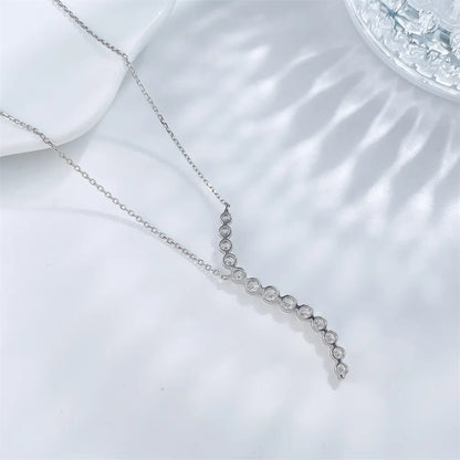 0.93 ctw Adjustable Round-Cut Lab-Grown Diamond Necklace in 18K White Gold