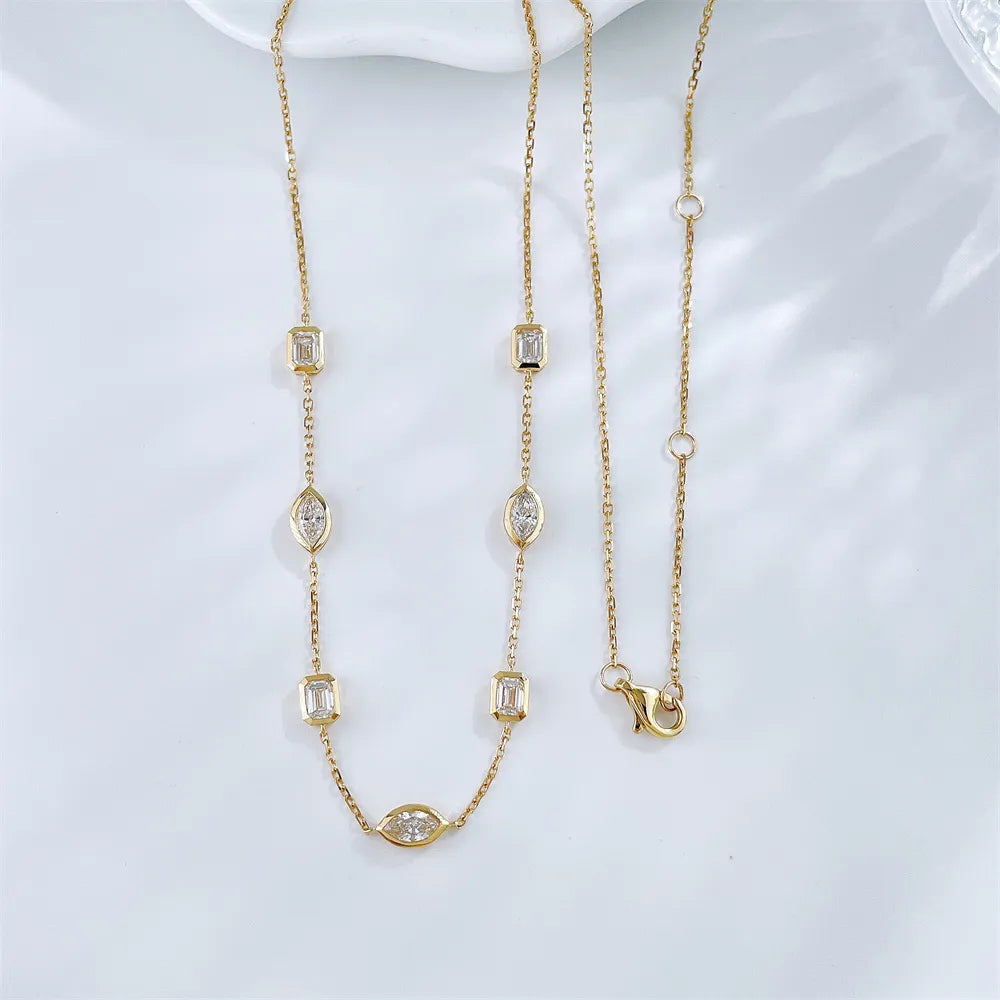 1.29 ctw Marquise-Cut Lab-Grown Diamond Necklace in 18K Yellow Gold