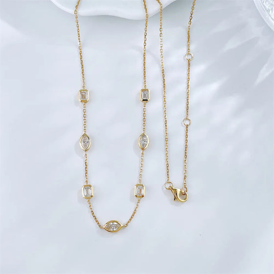 1.29 ctw Marquise-Cut Lab-Grown Diamond Necklace in 18K Yellow Gold