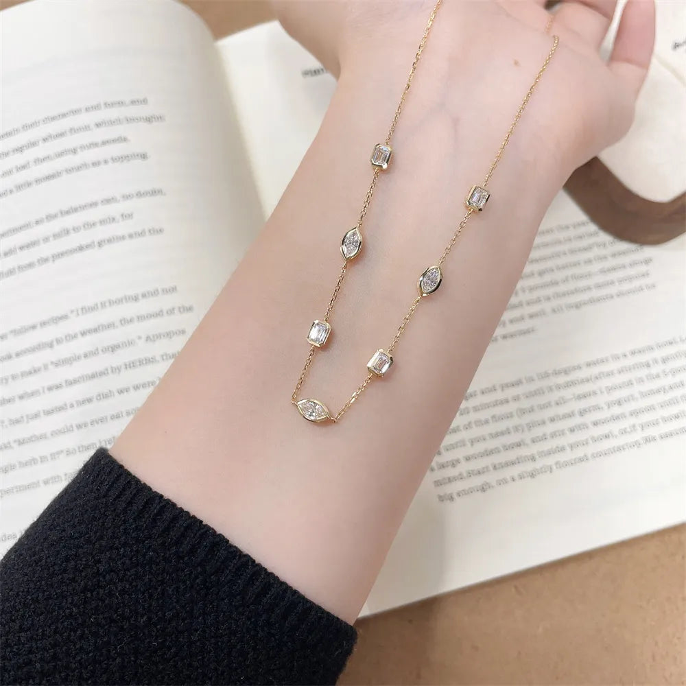 1.29 ctw Marquise-Cut Lab-Grown Diamond Necklace in 18K Yellow Gold